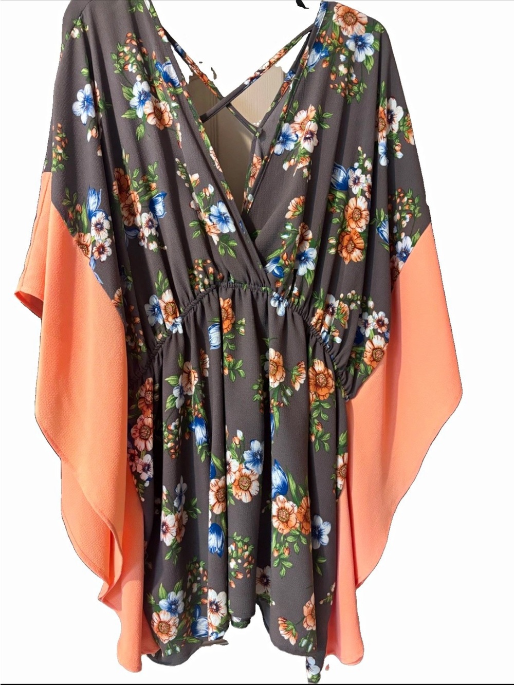 bybee’s boutique Multicolor Floral V-Neck Smocked Shirt Plus 3XL